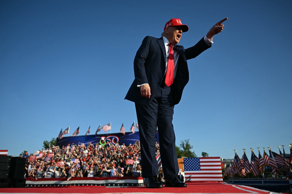 Donald Trump speaking at a rally.