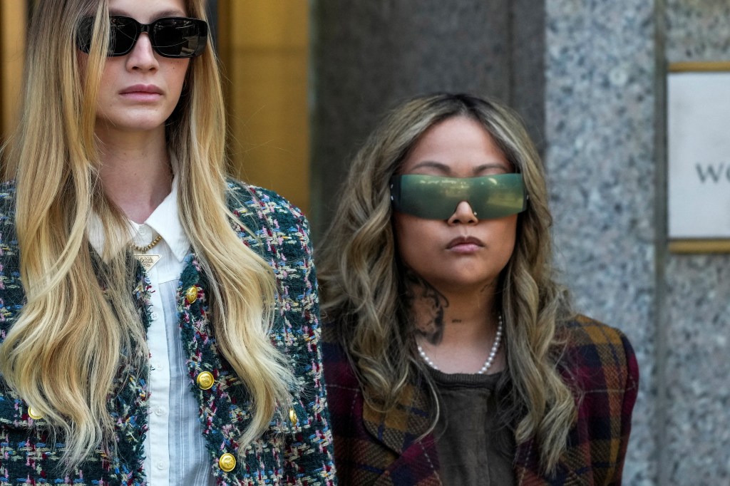 Two women leaving a New York City courthouse after testifying in Sean 