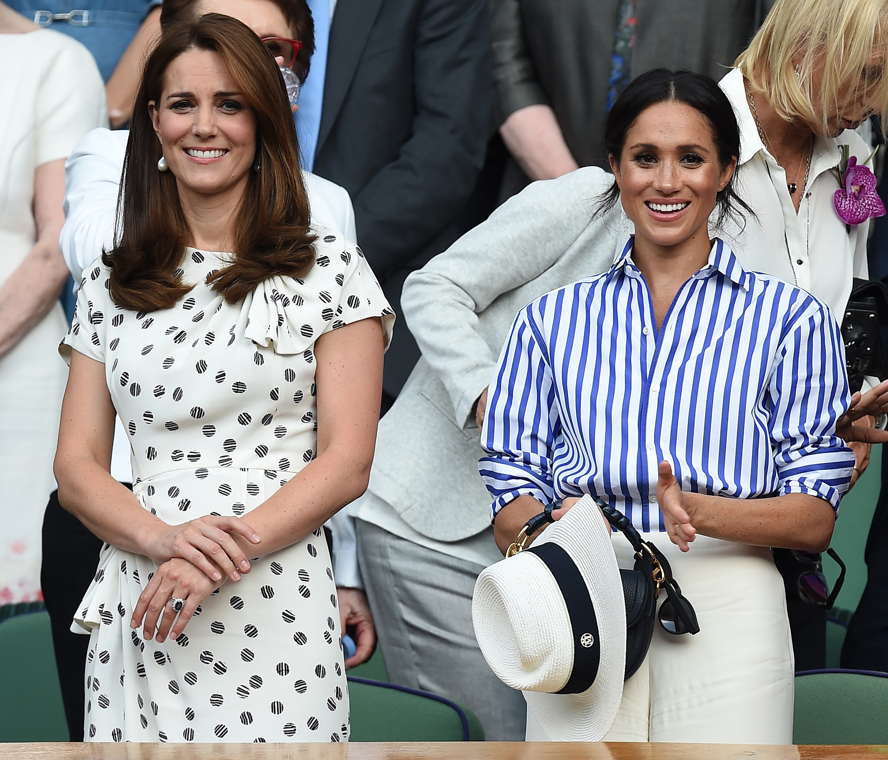 Kate Middleton and Meghan Markle at Wimbledon in 2018.