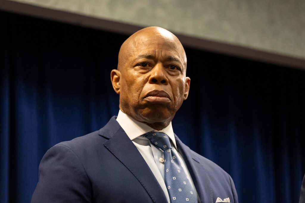 Mayor Eric Adams at a press conference.
