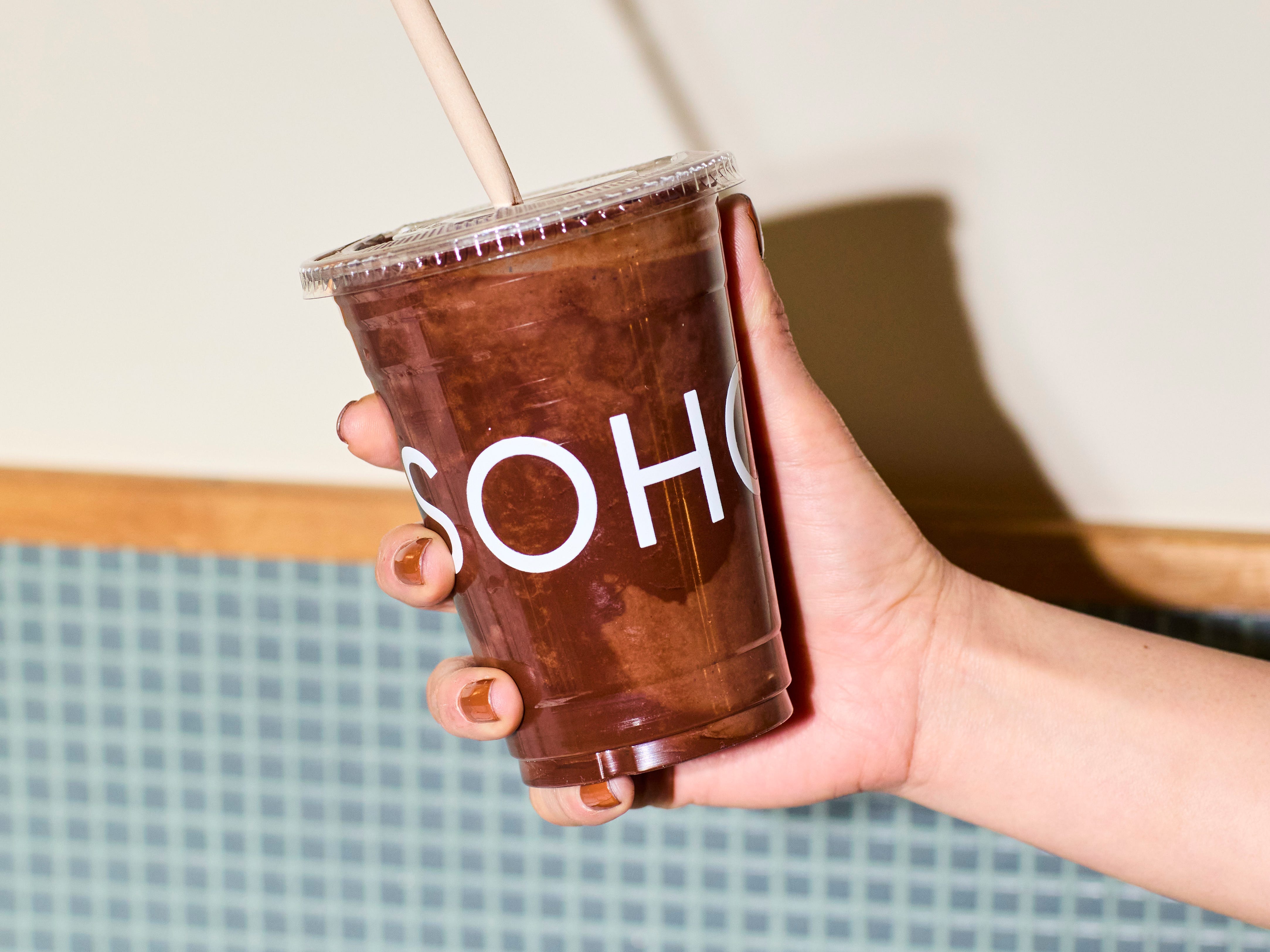 A brown smoothie.