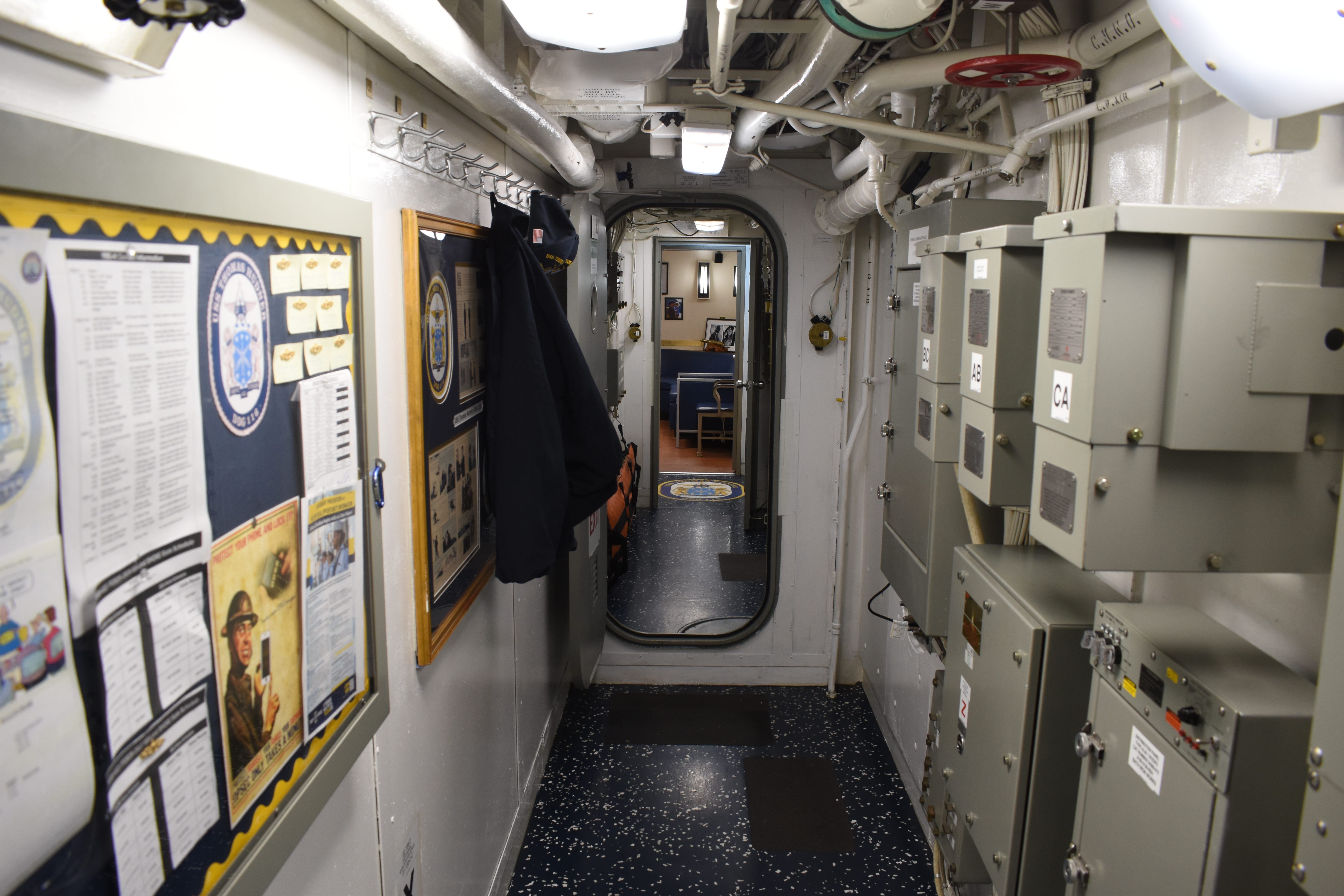 A view inside the Navy destroyer USS Thomas Hudner in May 2025.