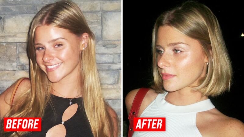 Nealy Simms before and after hair transformation.