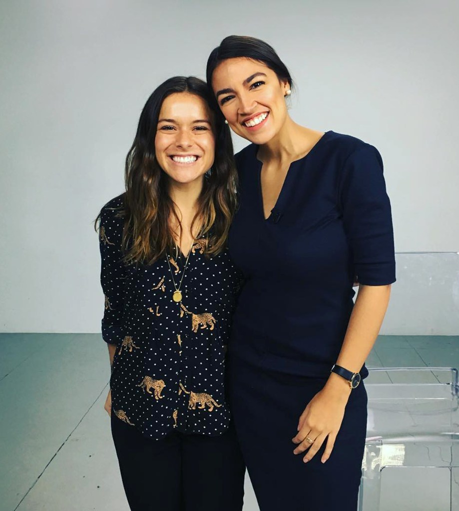 Photo of Lucy Biggers and Alexandria Ocasio-Cortez.