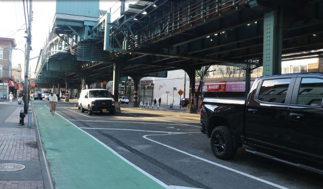 DOT rendering of proposed bike lanes on 31st Street in Astoria, Queens