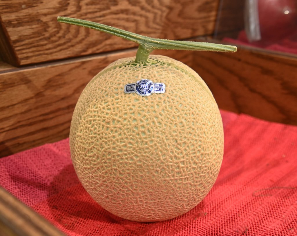 A Japanese Hamamatsu Crown Musk melon for sale.