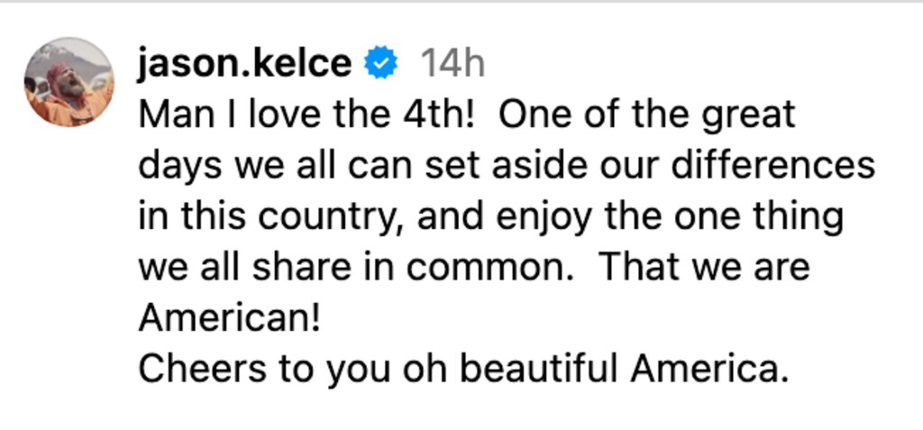 Jason Kelce IG screenshot
