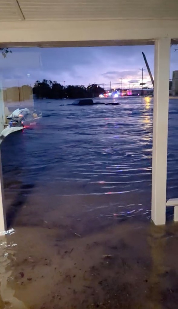 A view of the flood on the street.