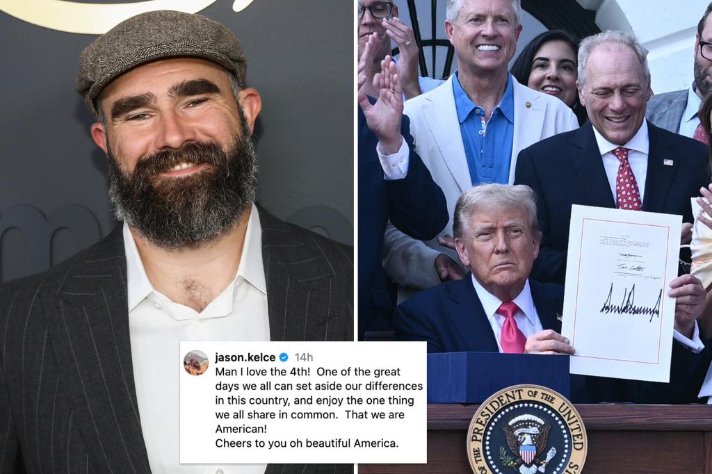 Jason Kelce posts ‘cheers’ to America on July 4th — and is immediately sacked by Trump-hating lefties