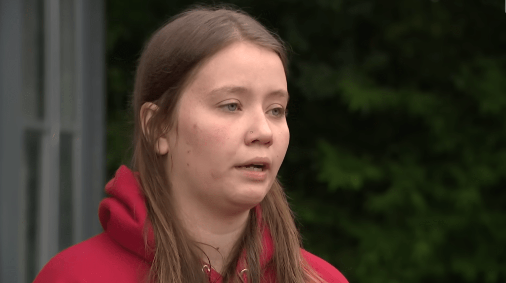 Christinia Wilson speaks to a reporter after her fiancé's death.