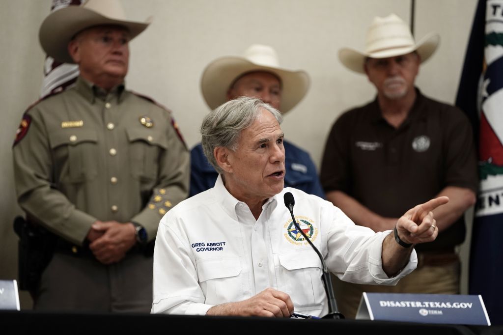 Texas Governor Greg Abbott at a press conference addressing deadly Texas floods.