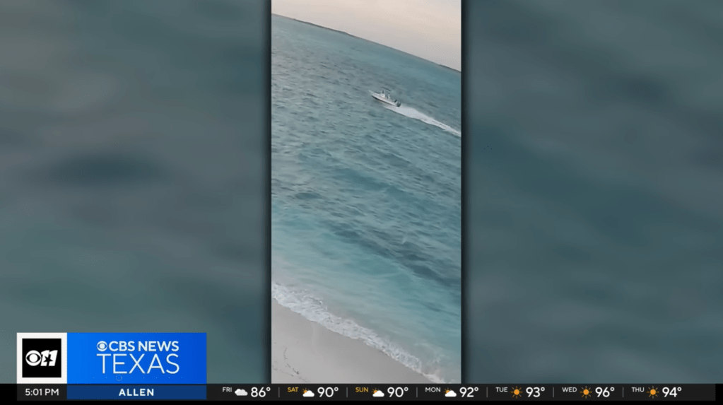 The boat speeds off after the gruesome strike off the coast of Exuma.