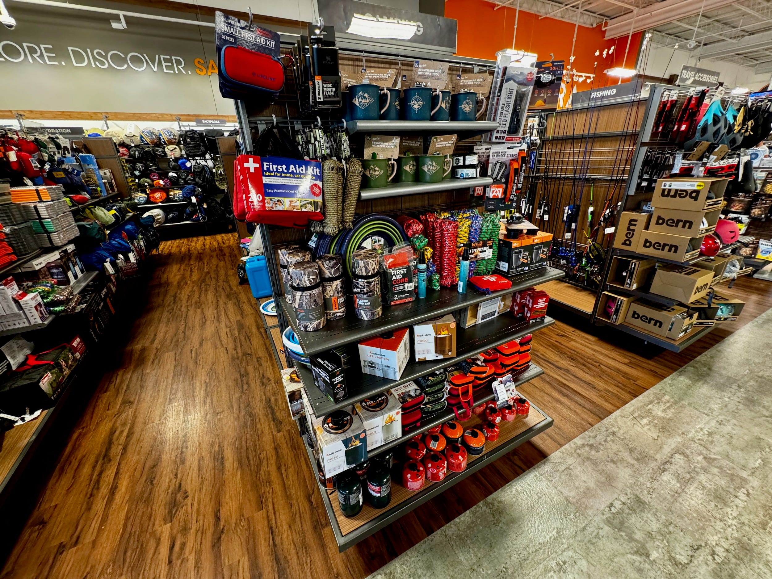 Camping, fishing, and fitness supplies available at Sierra.