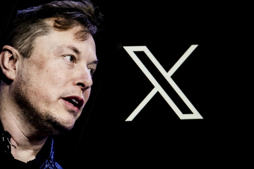 Elon Musk next to an X logo