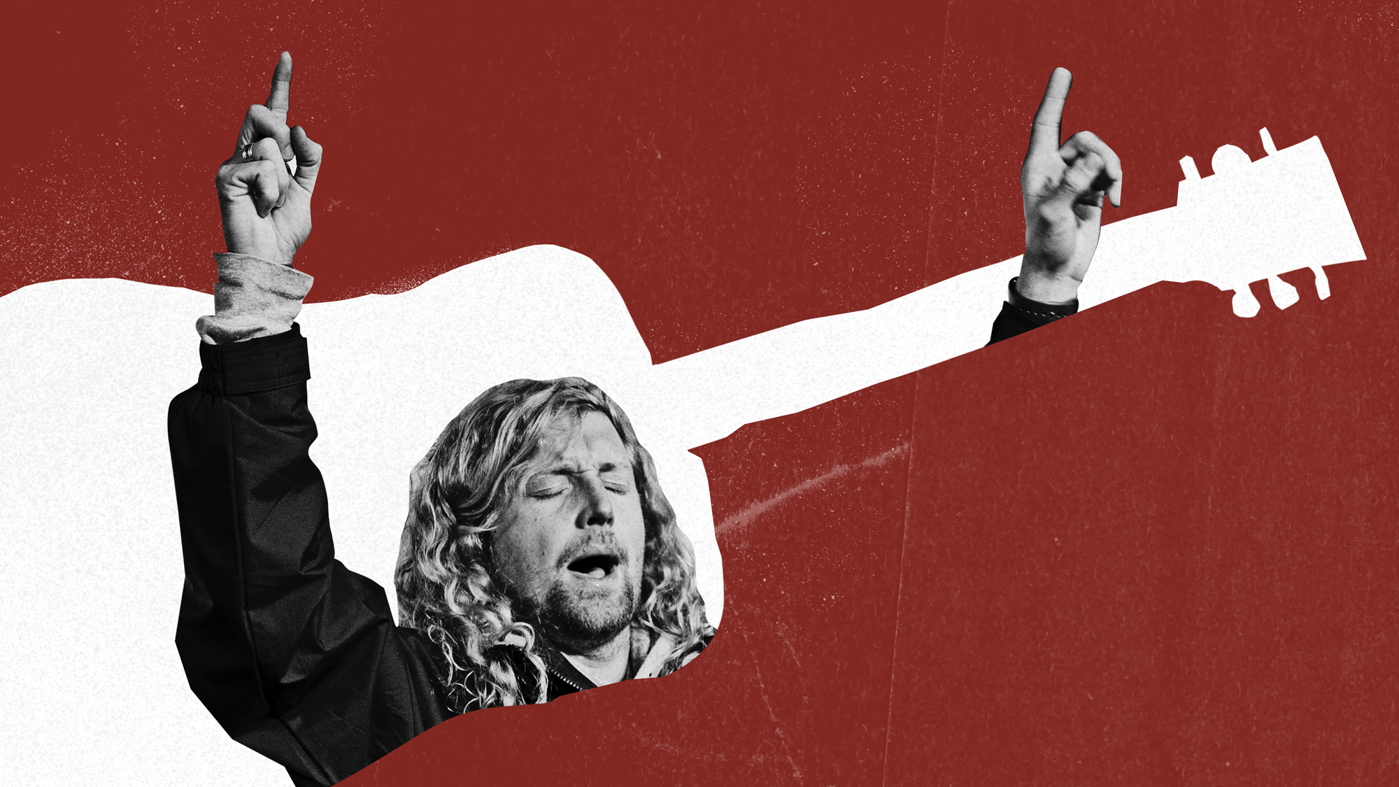 An image of Sean Feucht with his fingers in the air