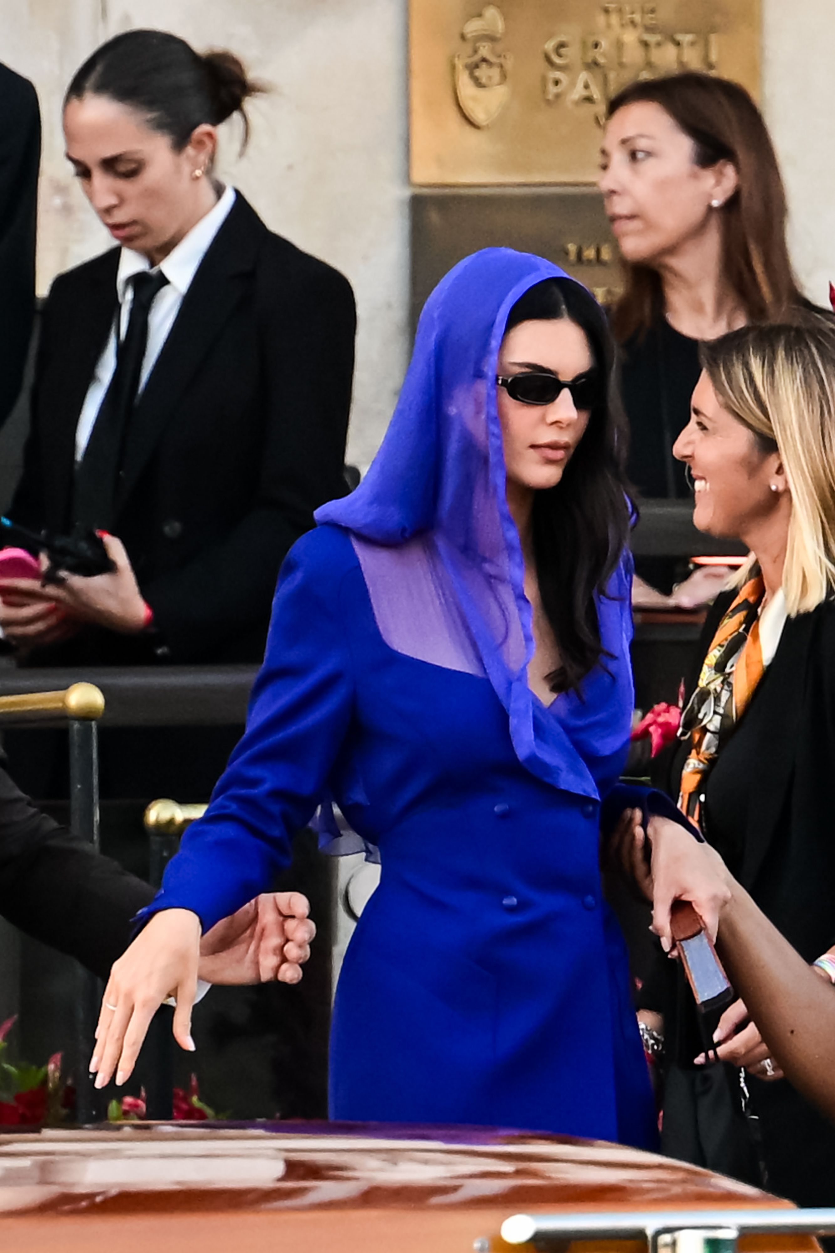 Kendall Jenner exiting her hotel in Venice in 2025