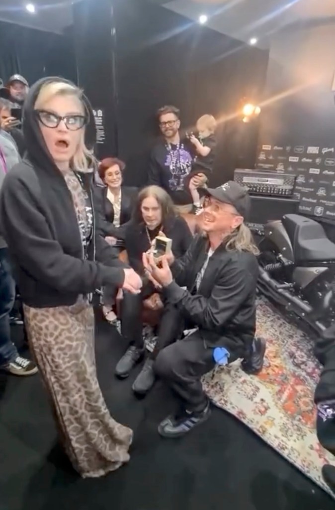 Kelly Osbourne got engaged to her partner, Sid Wilson, at her father Ozzy Osbourne's Black Sabbath farewell concert on Saturday.