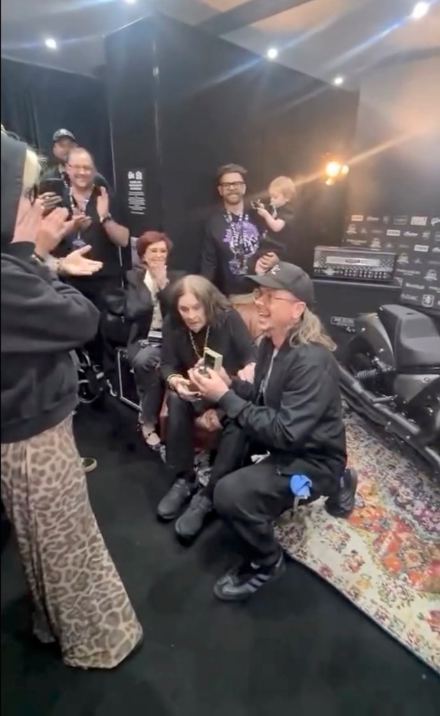 Kelly Osbourne got engaged to her partner, Sid Wilson, at her father Ozzy Osbourne's Black Sabbath farewell concert on Saturday.
