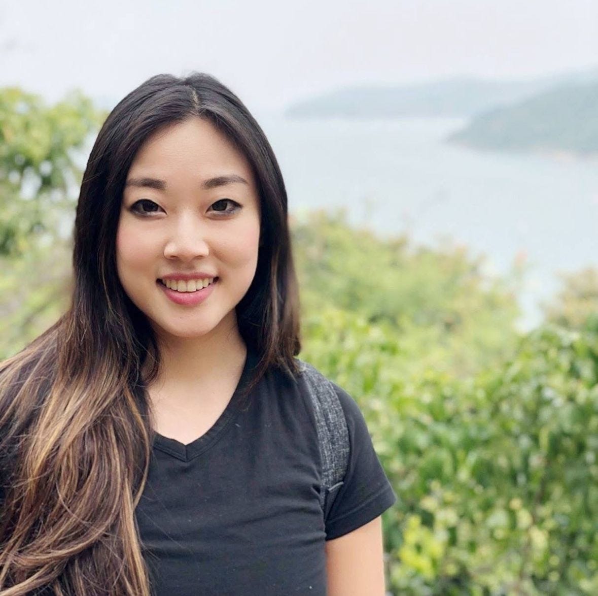 Lily Wu on a hiking trail in Hong Kong.