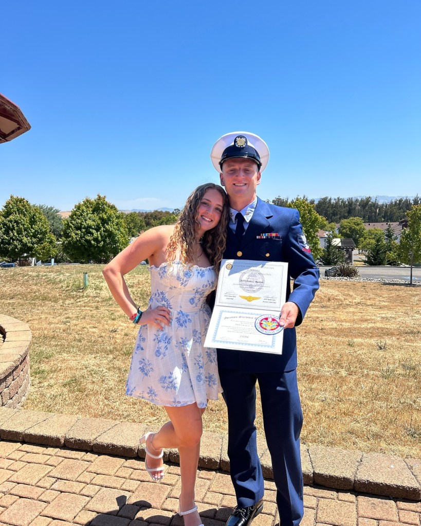 A Coast Guard petty officer and his family.