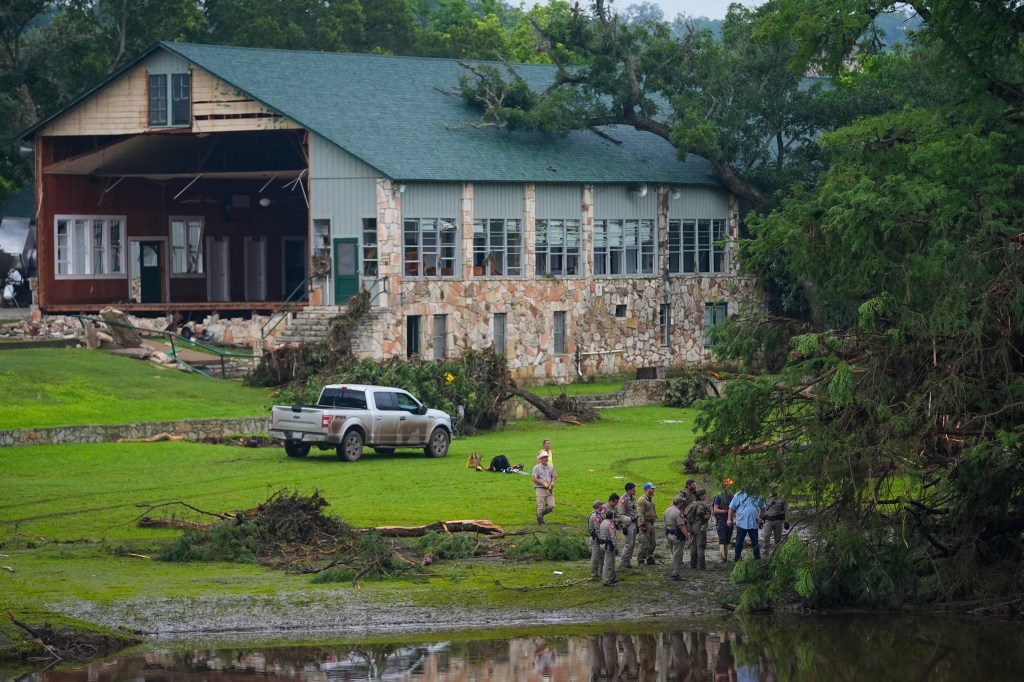 A search crew on the grounds of Camp Mystic on July 6, 2025.