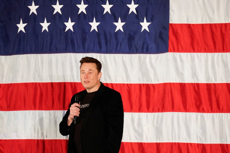 Tesla CEO and X owner Elon Musk, who supports Republican presidential nominee former U.S. President Donald Trump, speaks about voting during an America PAC Town Hall in Folsom, Pennsylvania, U.S., October 17, 2024. REUTERS/Rachel Wisniewski