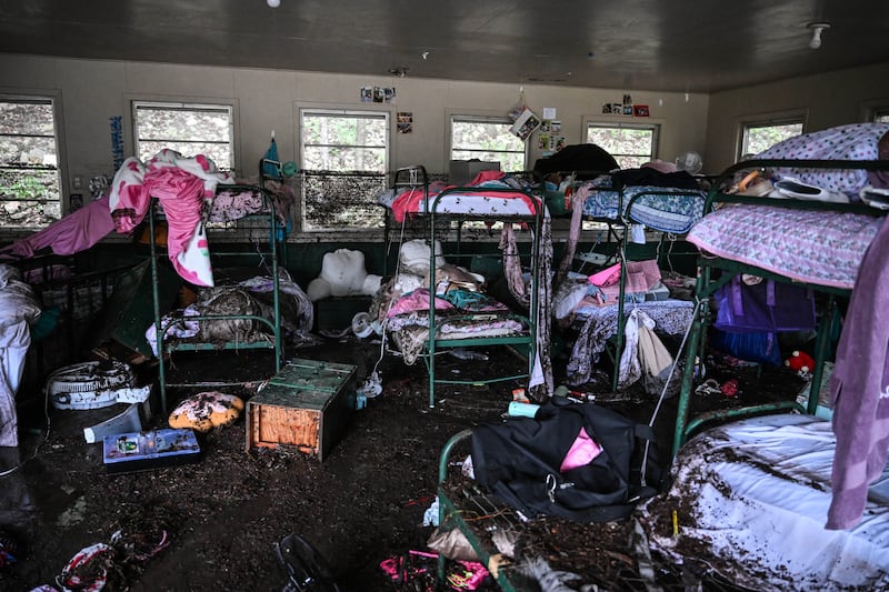 A view inside of a cabin at Camp Mystic, the site of where at least 20 girls went missing after flash flooding in Hunt, Texas, on July 5, 2025.