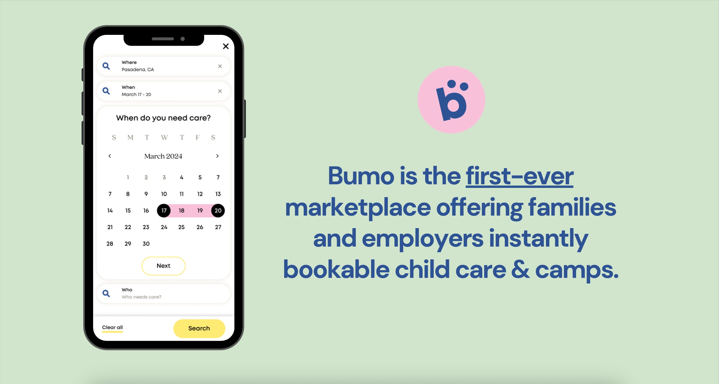 Bumo slide with calendar feature