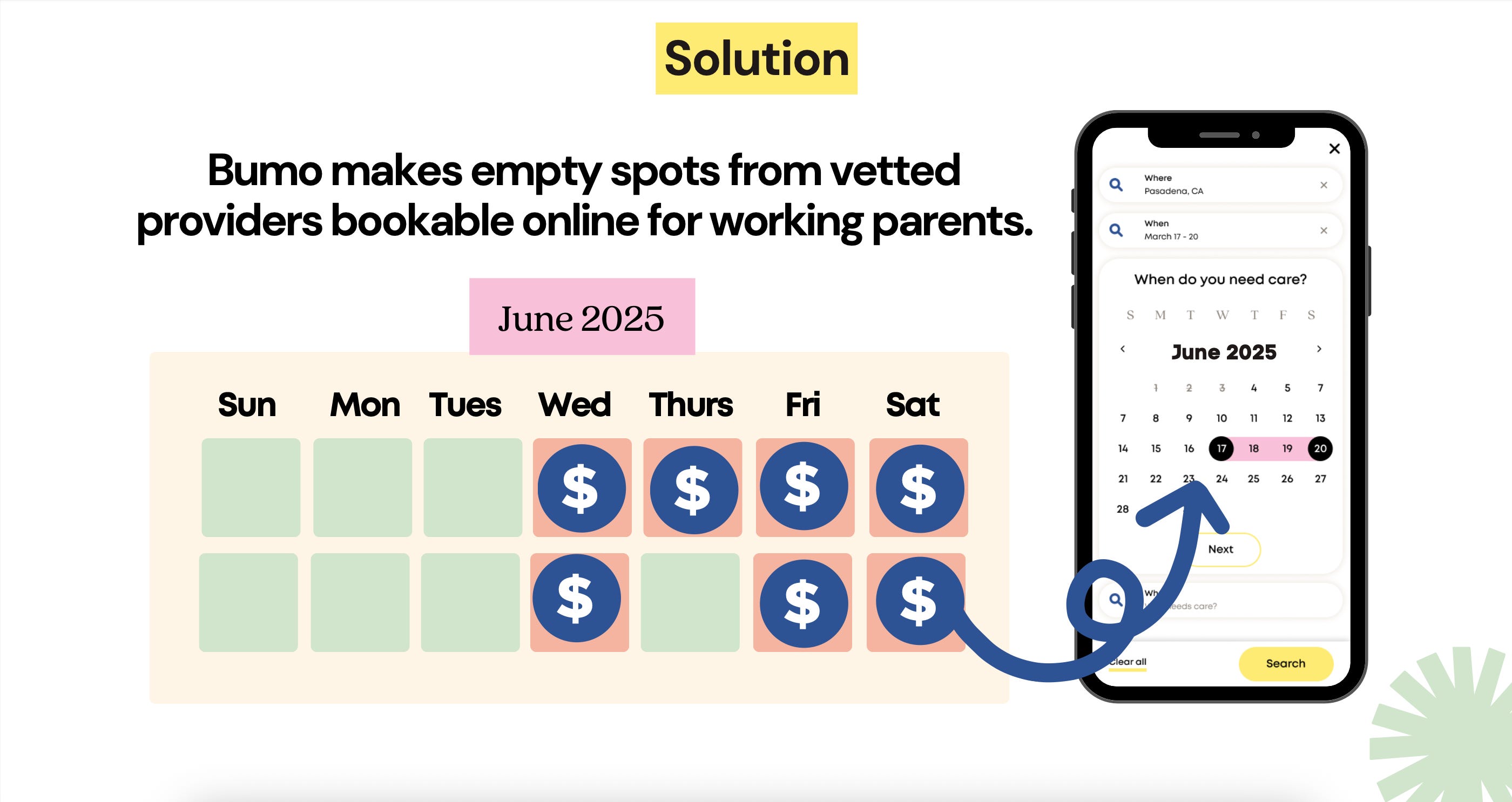 Bumo slide with calendar