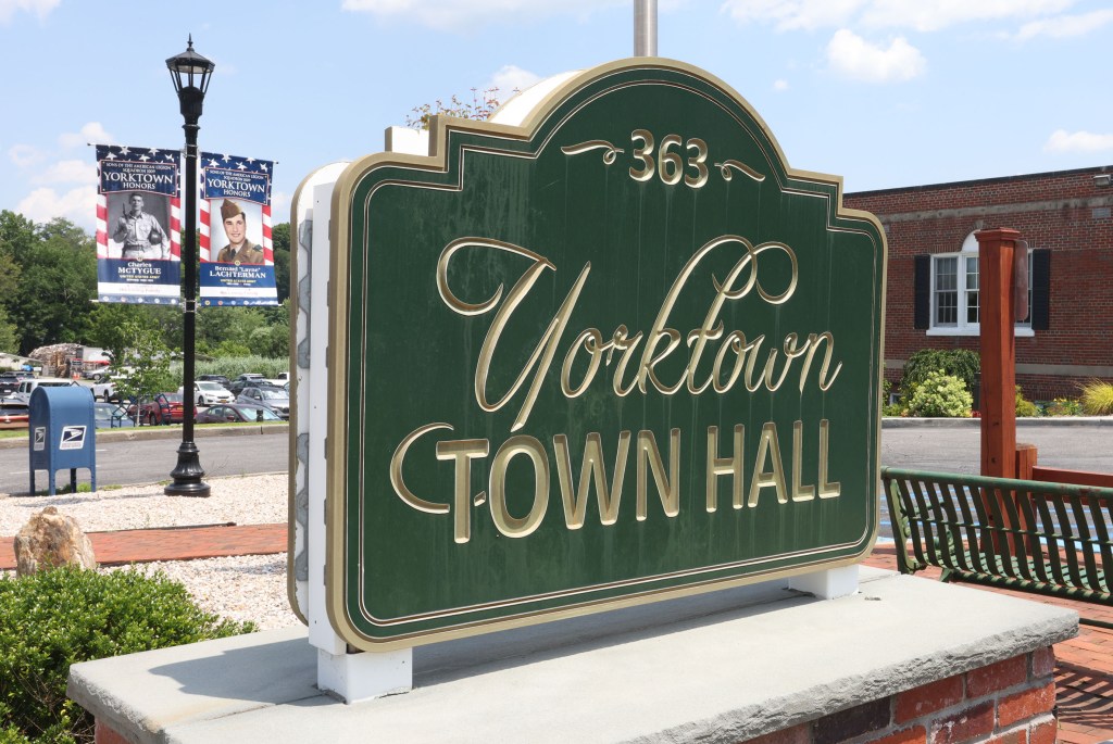 Yorktown Town Hall sign.