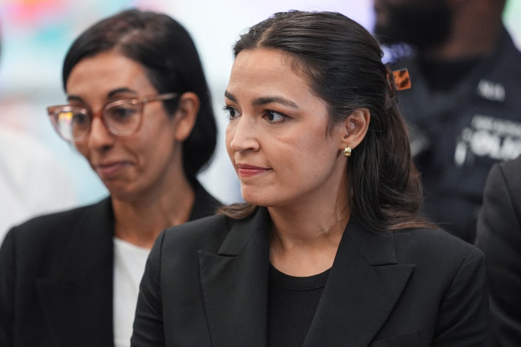 Rep. Alexandria Ocasio-Cortez at Newark airport.