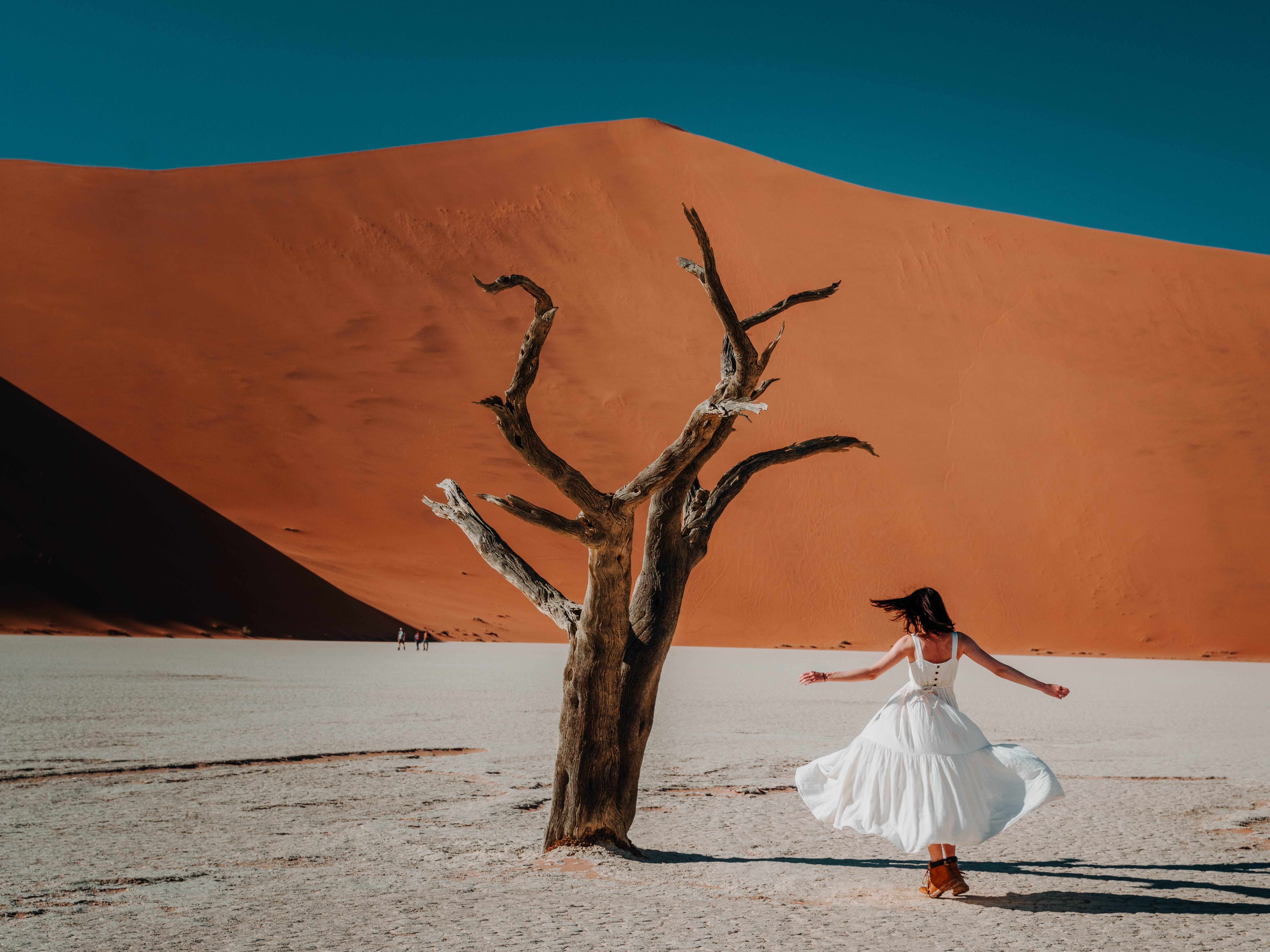 The author in Namibia in the sand.