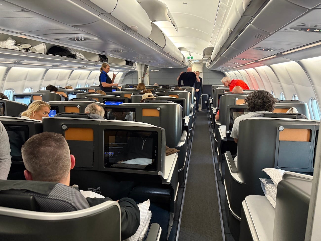 View of Business class on SAS flight