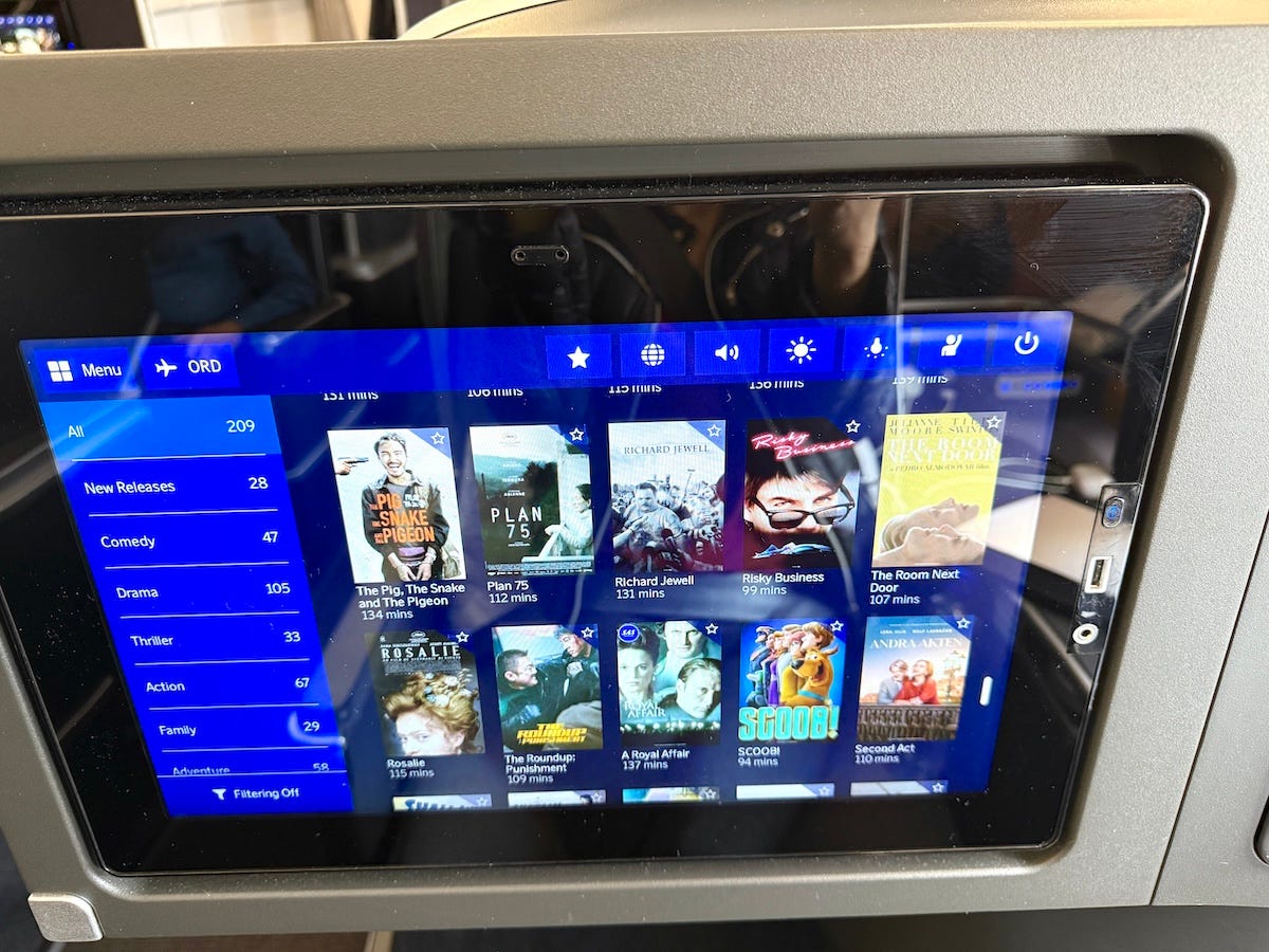 In-flight entertainment screen on SAS flight