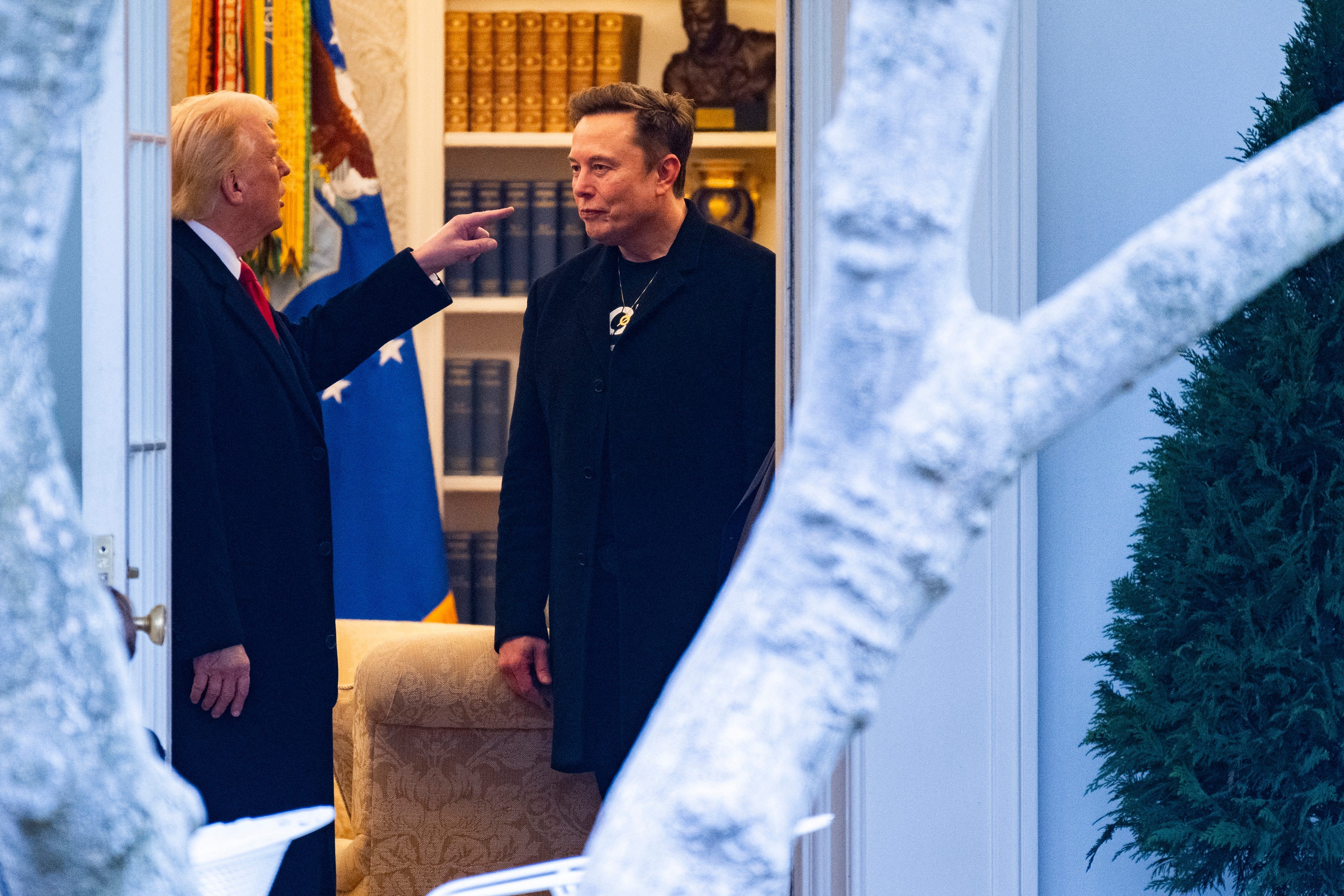 Trump pointing his finger at Musk.