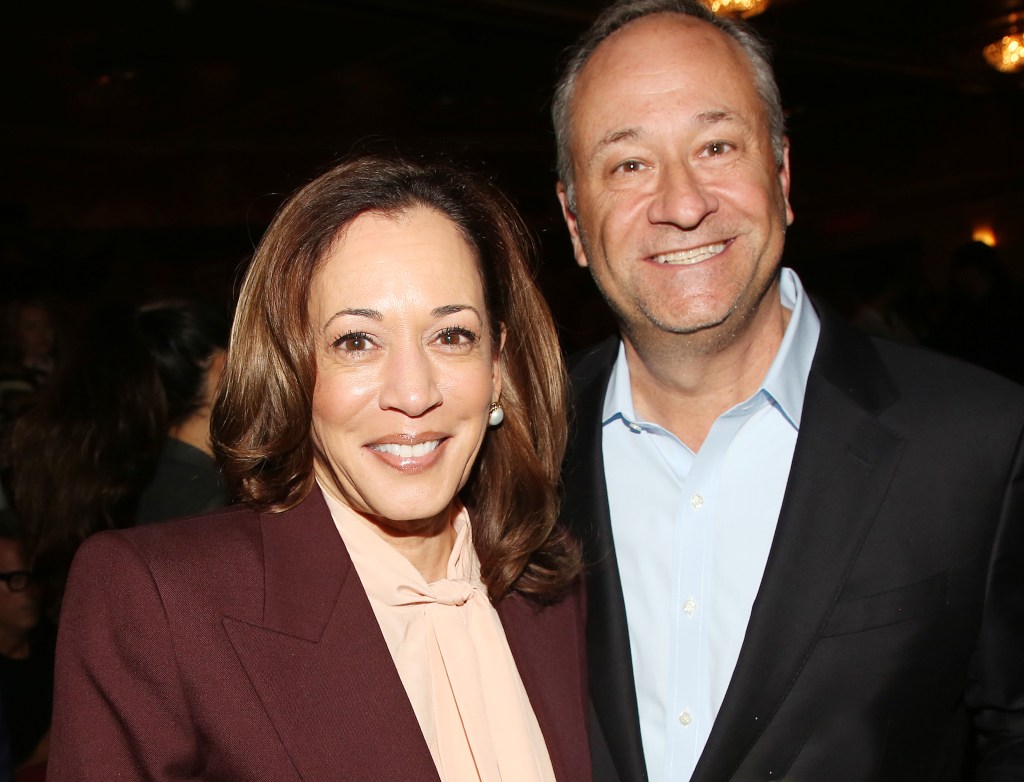 Kamala Harris and Doug Emhoff backstage at a Broadway show.