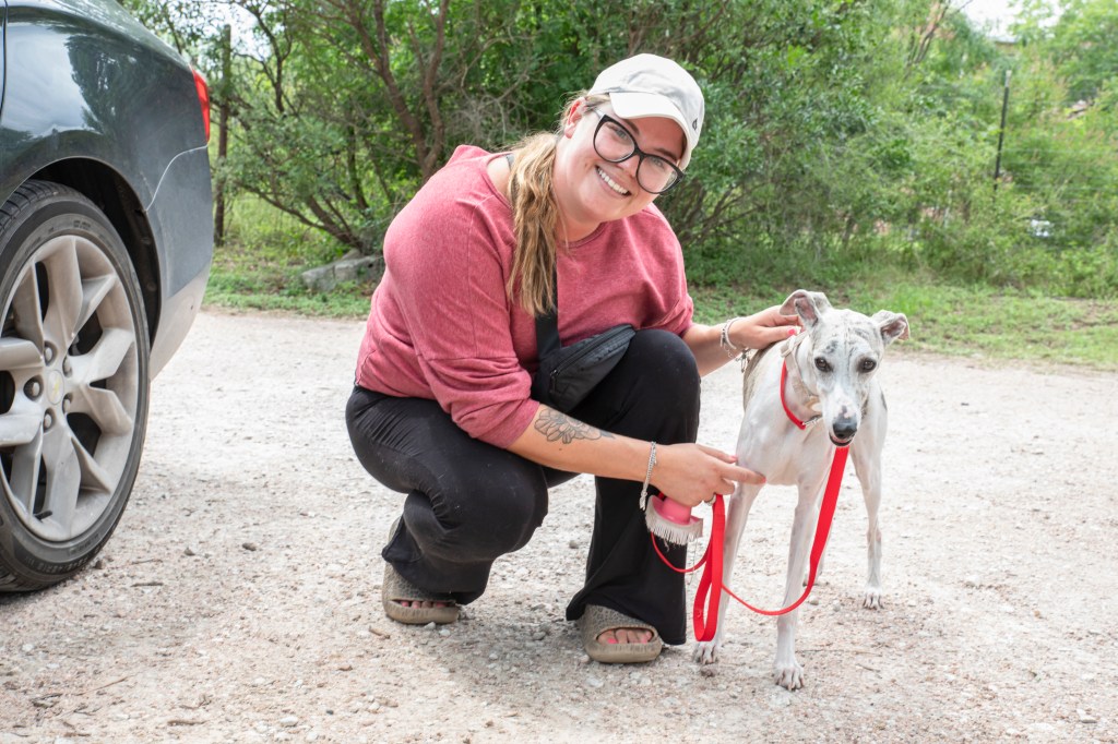 Lauren Singleton, 33, is fostering a dog whose owners died in the Texas floods. 