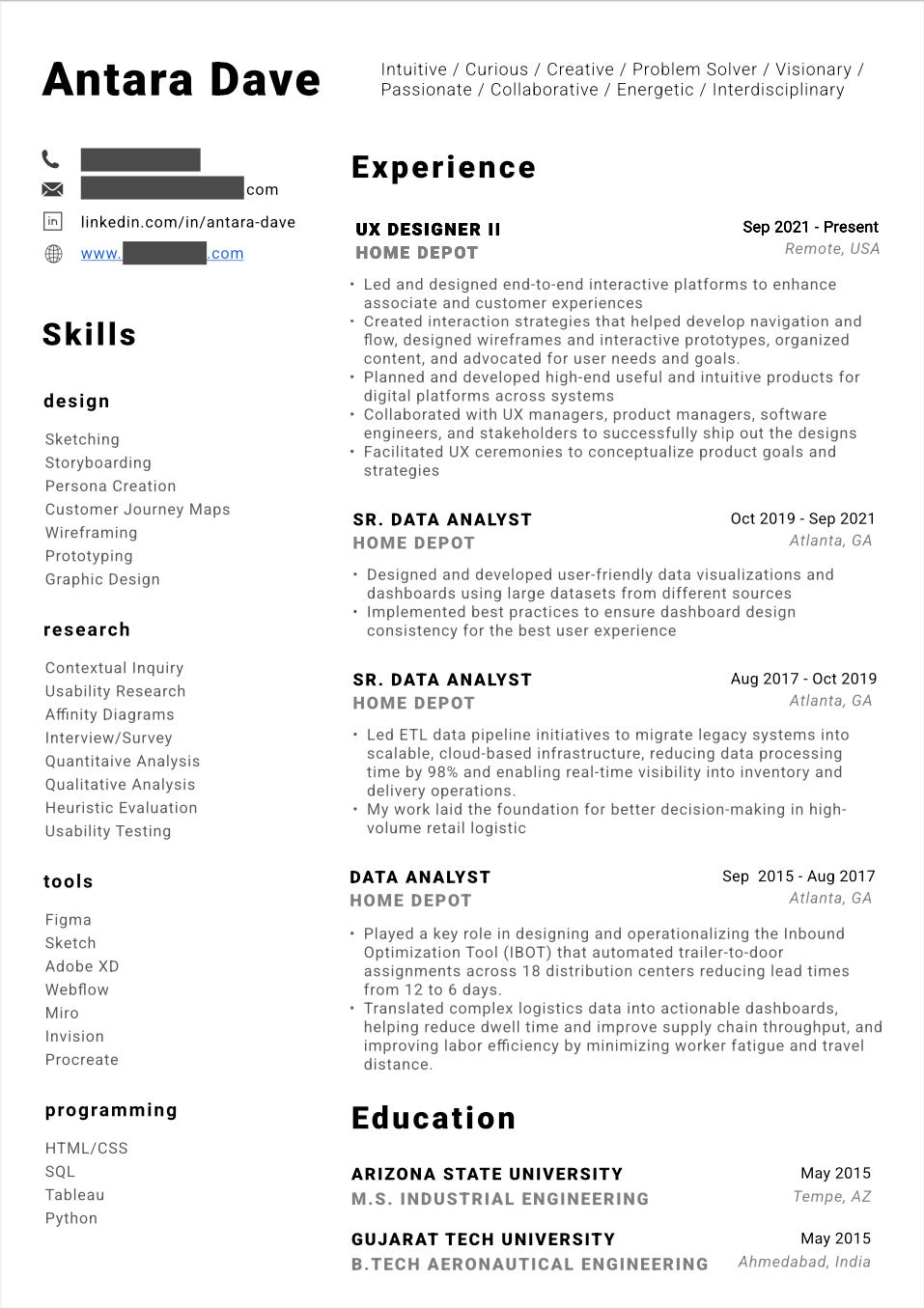 Resume for Antara Dave