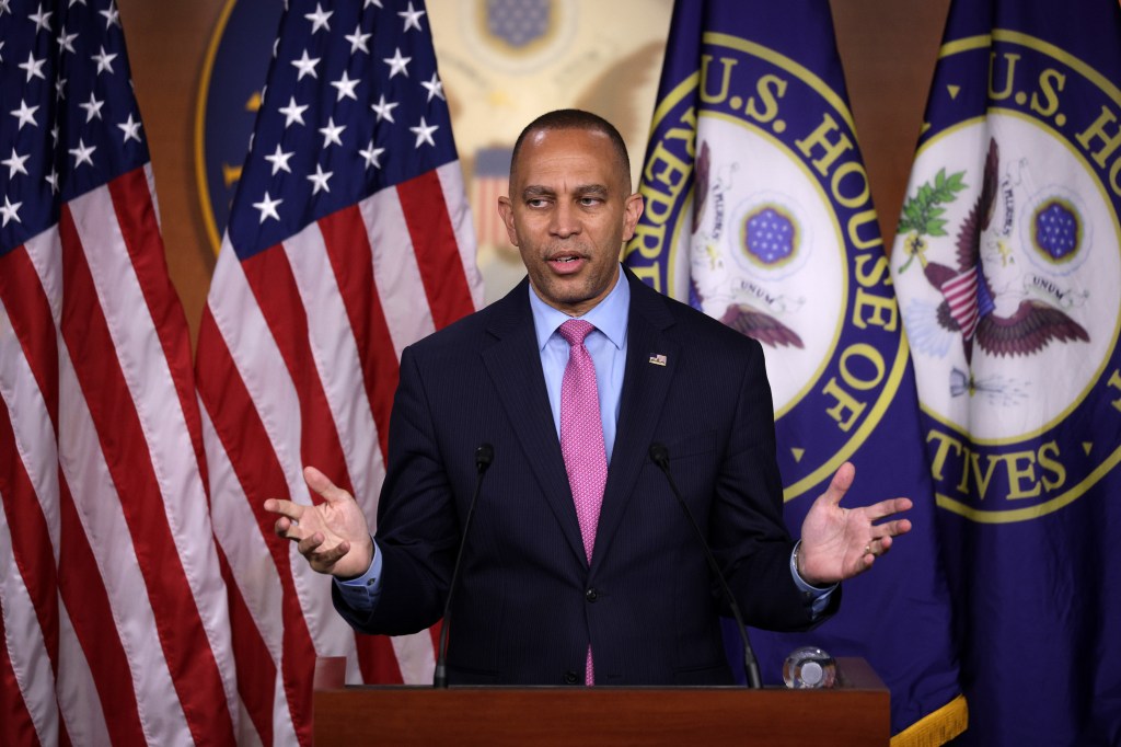 Jeffries (D-NY) speaks during a news conference at the U.S. Capitol on May 15, 2025 in Washington, DC.