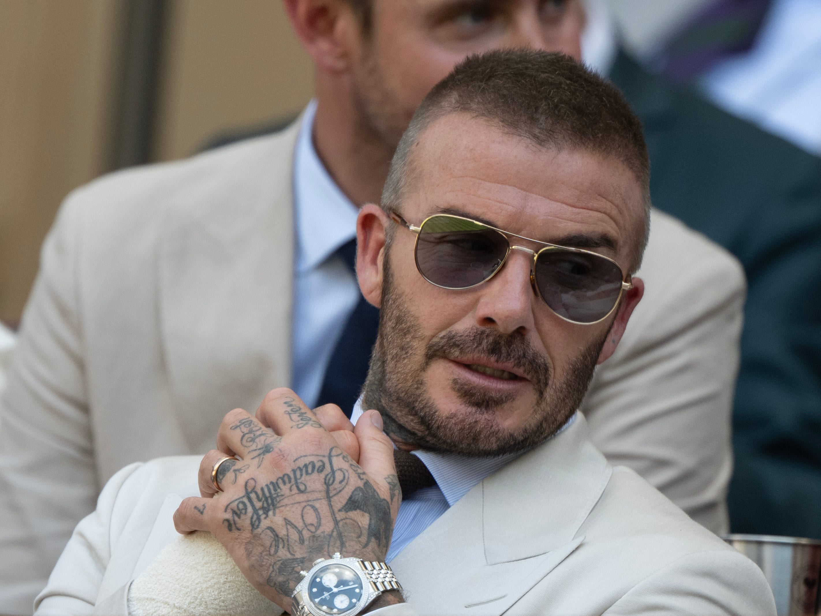 David Beckham attends Wimbledon in July 2025.