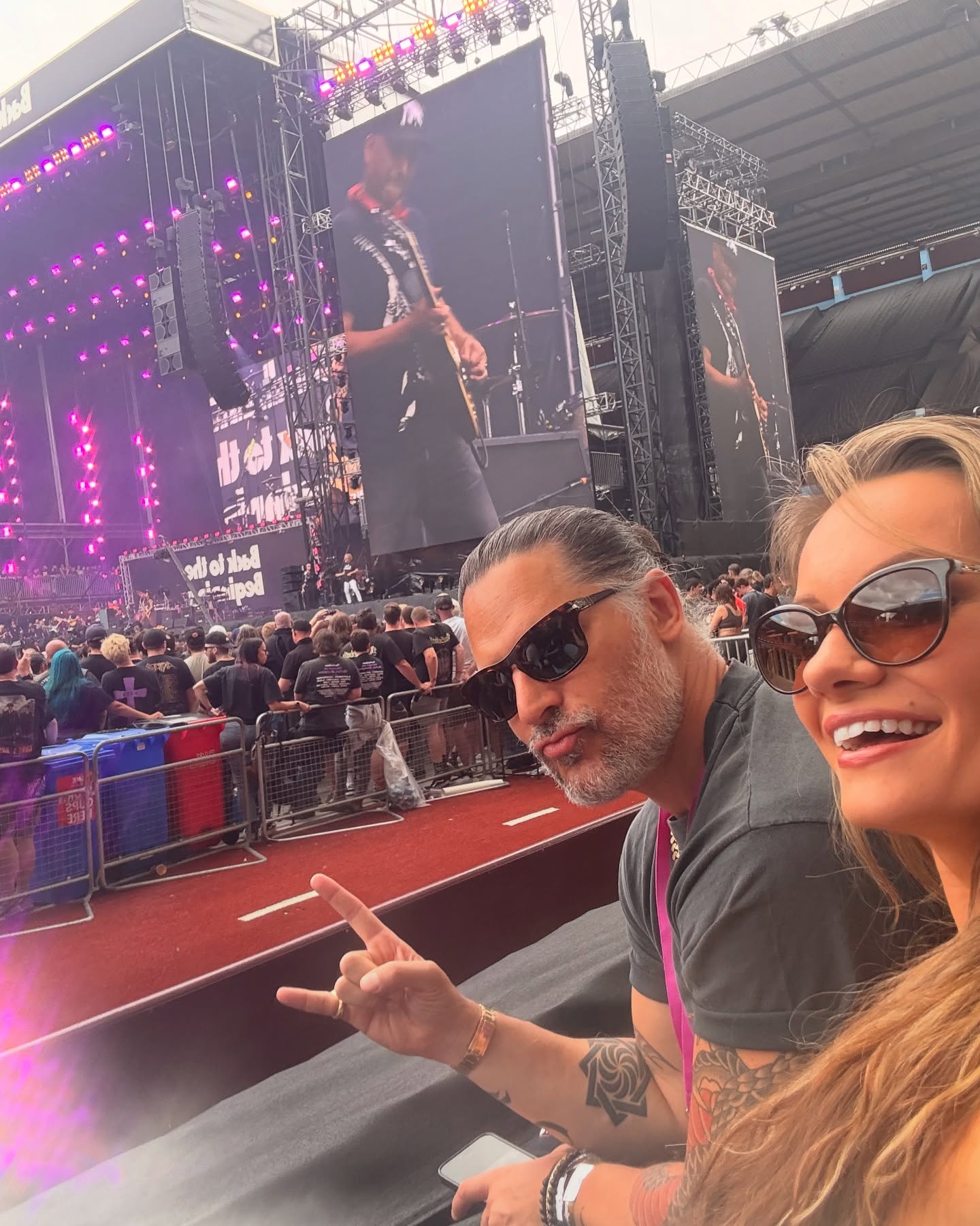 Joe Manganiello and Caitlin O'Connor check out Ozzy Osbourne and Black Sabbath's final show in England.