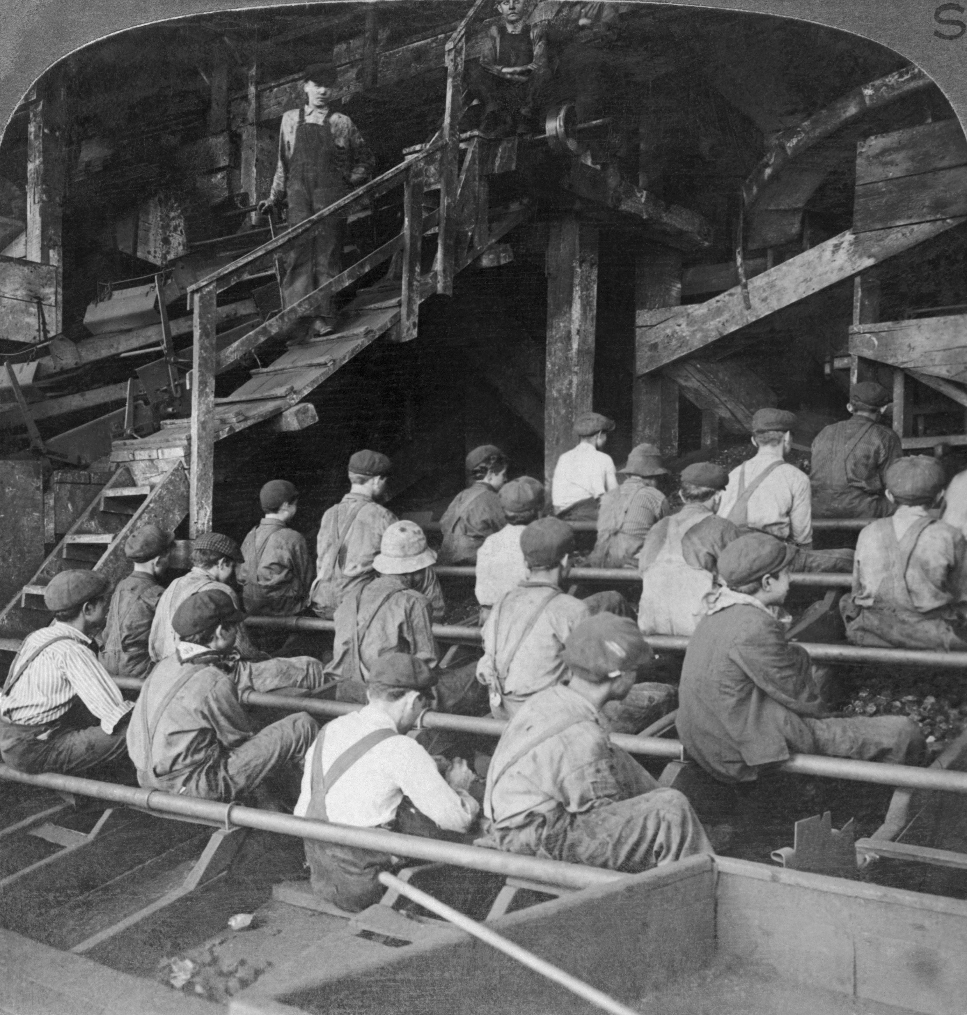 Boys picking slate in a coal breaker anthracite mine