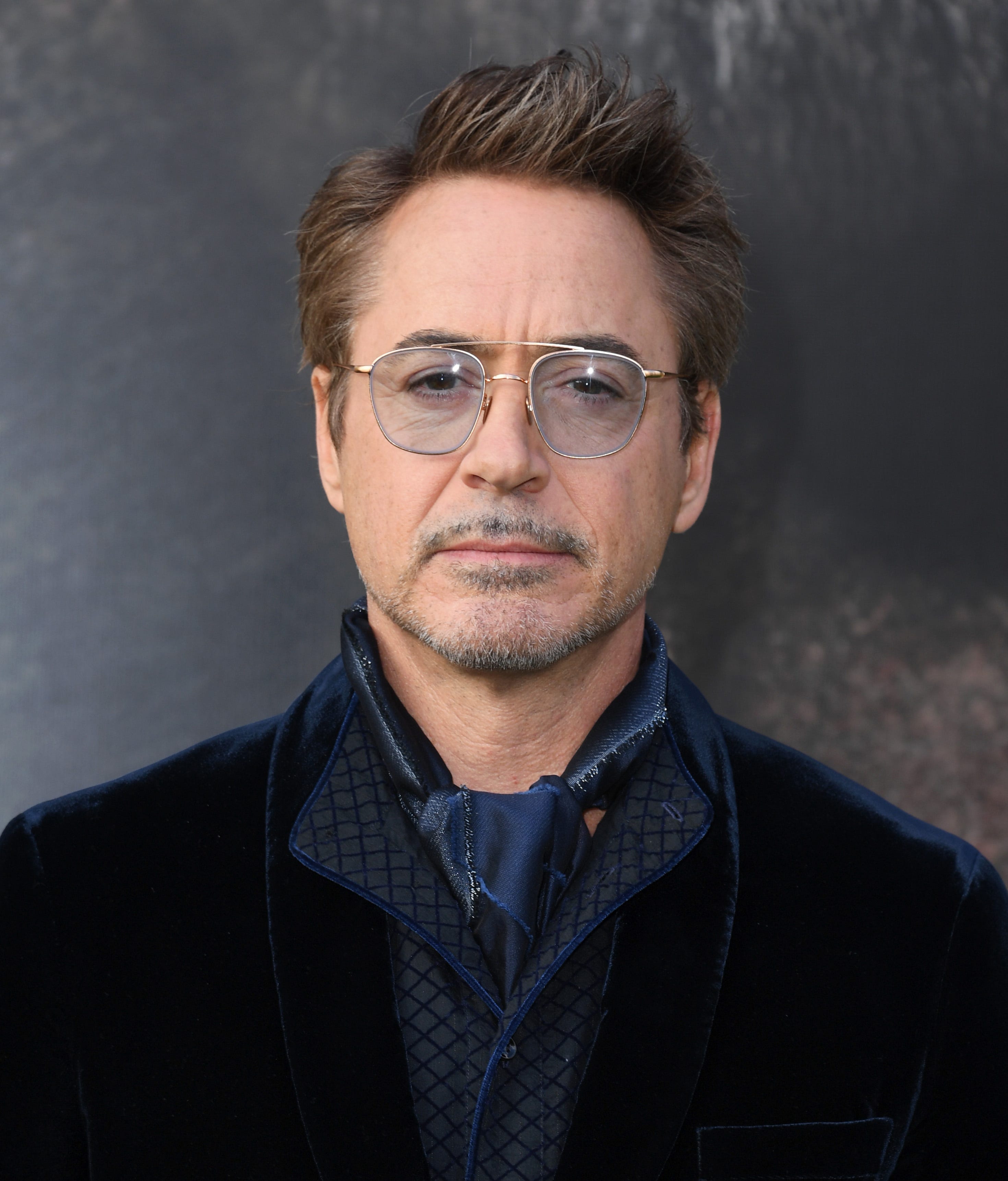 Robert Downey Jr in a dark blue jacket