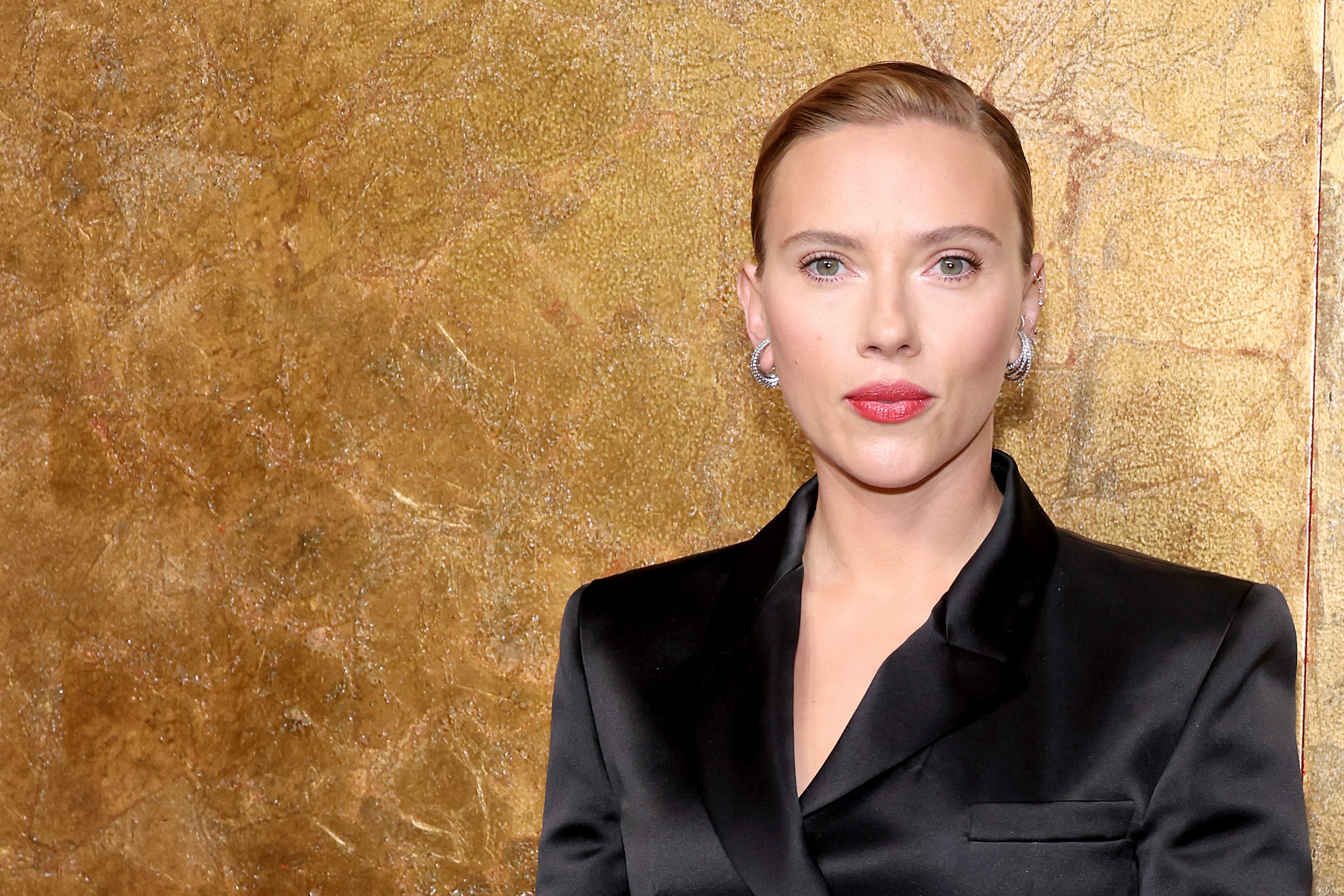Scarlett Johansson in a black jacket