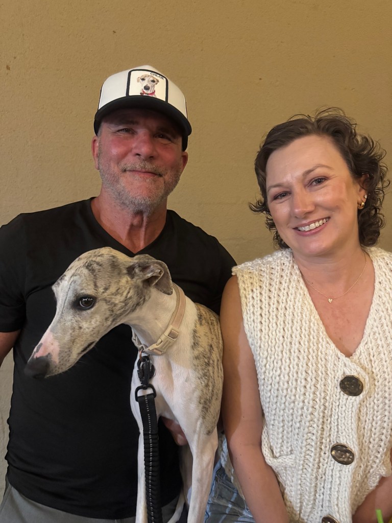 Jeff (61) and Tanya Ramsey (46) with their rescued dog, Chloe.