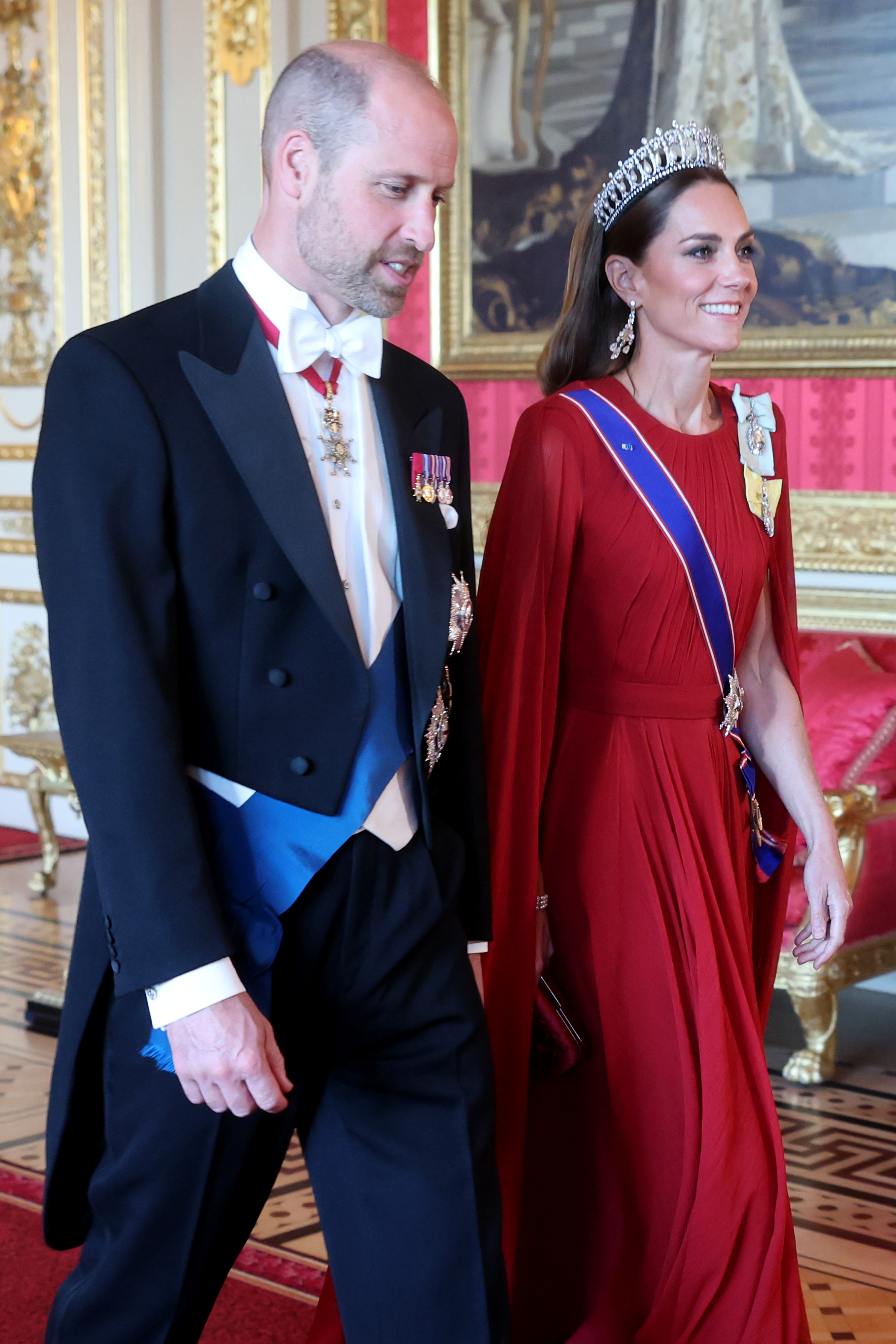 Kate Middleton and Prince William at a state event. 