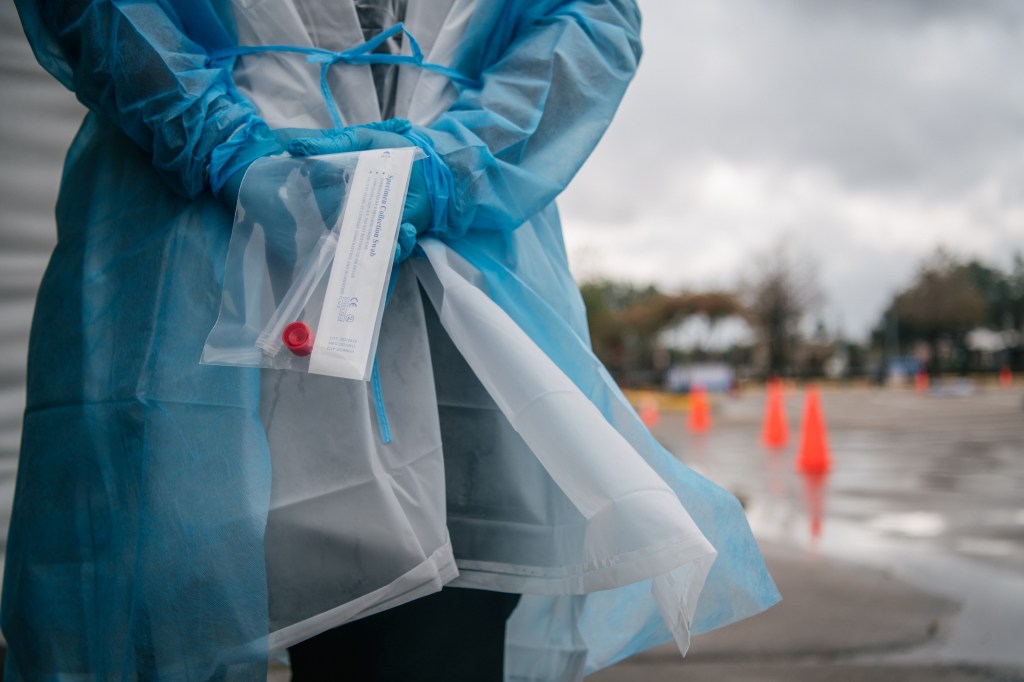 COVID-19 test sample in a protective bag.