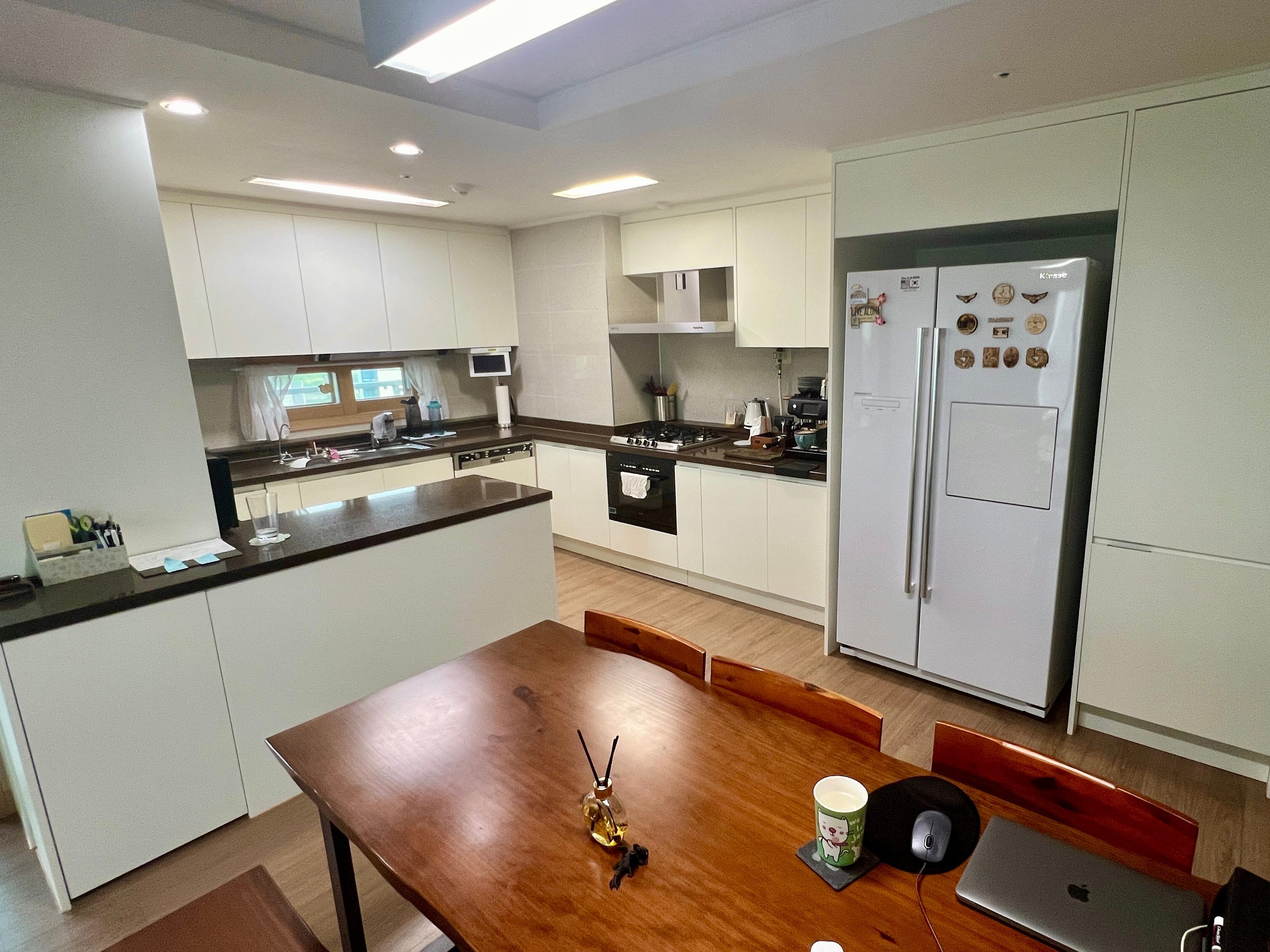 The kitchen and dining area.