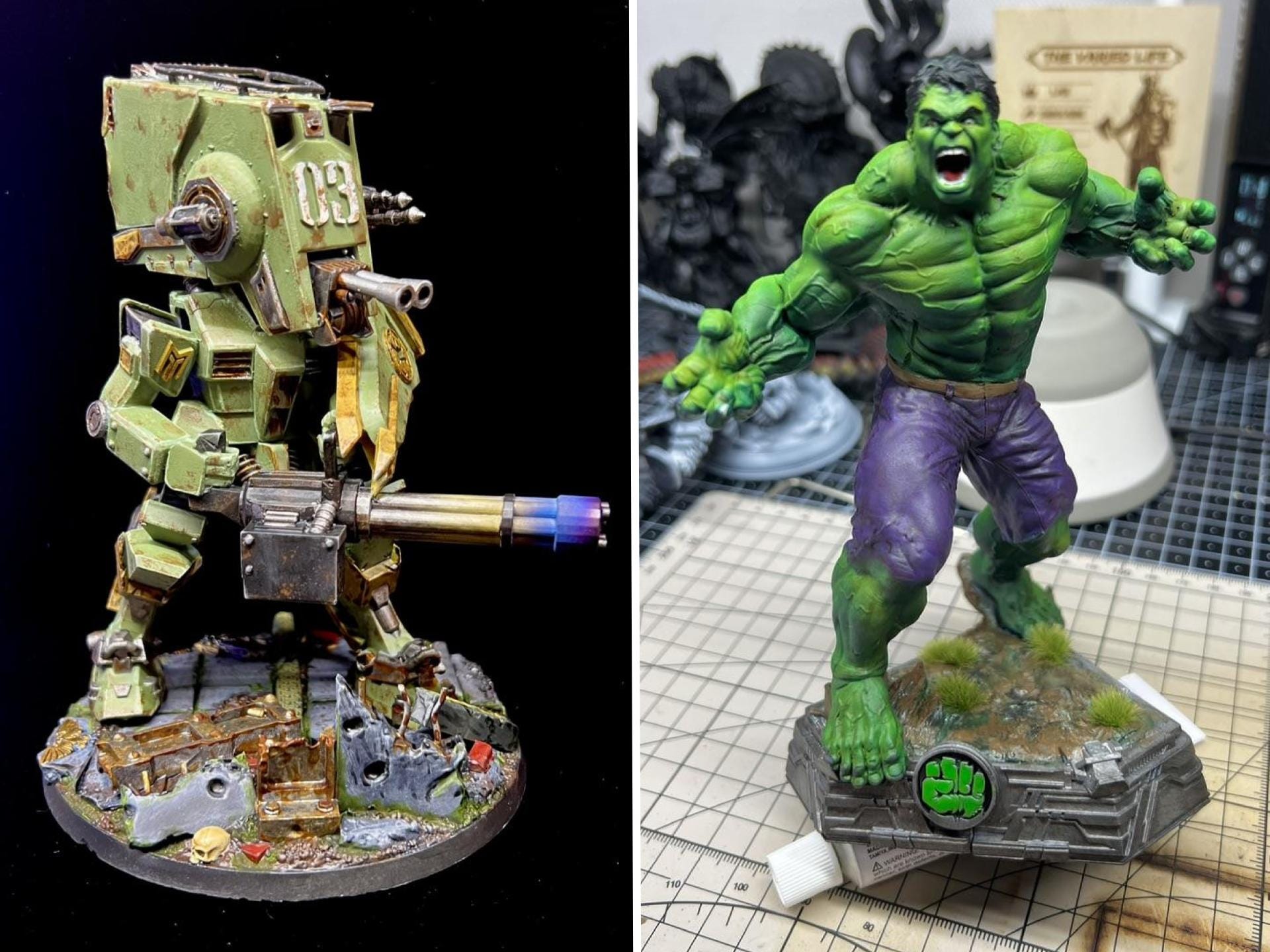Composite image of two miniature models