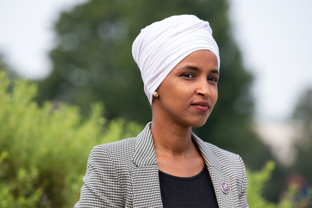 Ilhan Omar at a press conference.